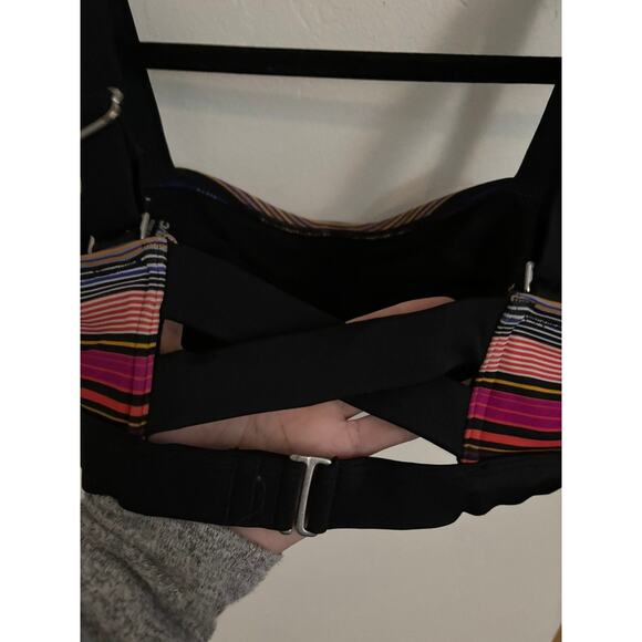 Athleta Bikini Women's 34B/C Capri Stripe Pura Pink Black Wired Adjustable Strap - Picture 7 of 11